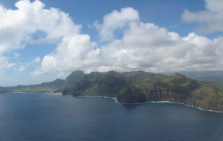 Aerial view of Hawaiian cliffs and coastline