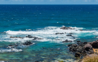 A view of the sea and shoreline near Paia on Maui, Hawaii