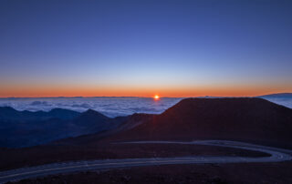 Sunrise as seen from the summit at Haleakalā National Park in Maui, Hawaii